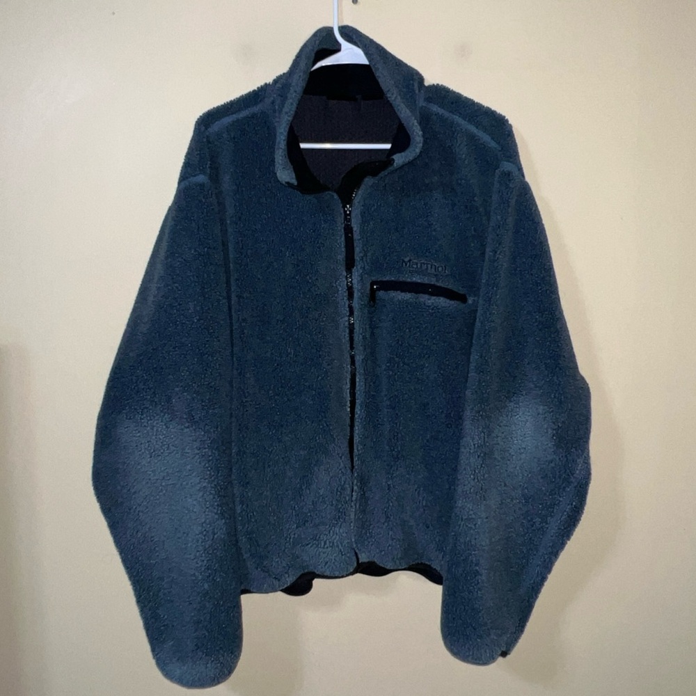 Marmot Black and Blue Fleece Jacket Men's Large